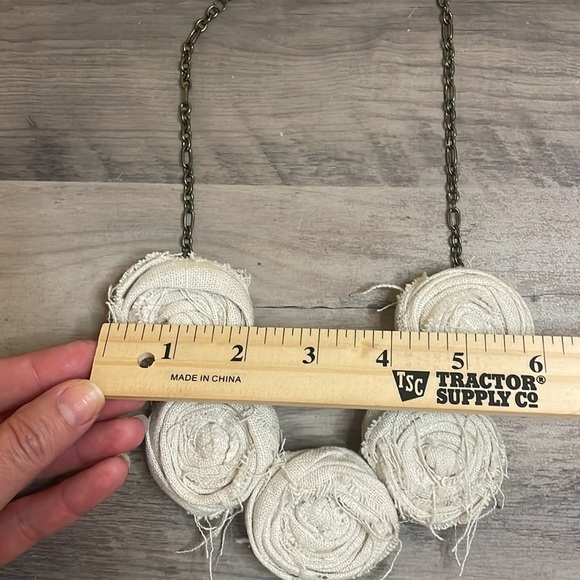 Hand crafted necklace bib statement rose floral hemp bronze chain boho artisan - Picture 9 of 10